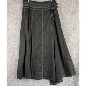 VTG Richard Malcolm Linen Wrap Dress Womens 12 Black Buckle Lagenlook Y2K